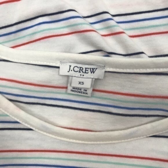 J. Crew White Colorful Striped T Shirt Dress - Picture 7 of 7